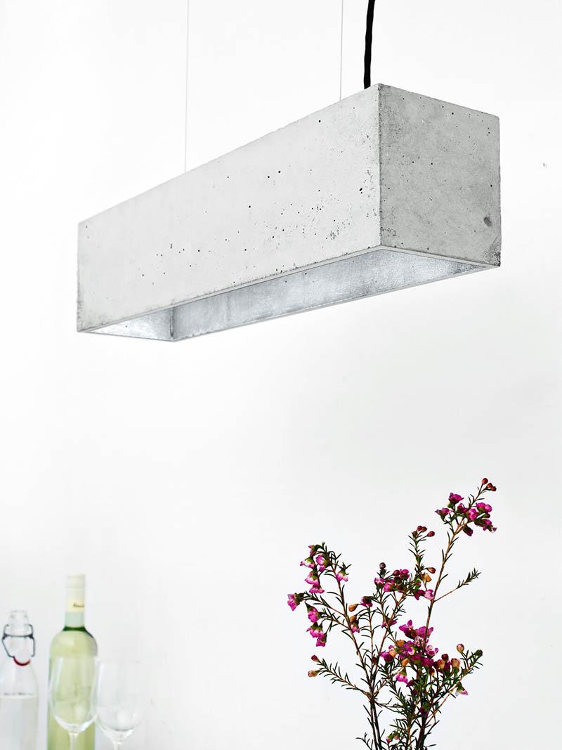 GANTlights [B4] riippuvalaisin harmaa betonin ja hopean värisenä. Furmus.fi. Miljöökuva