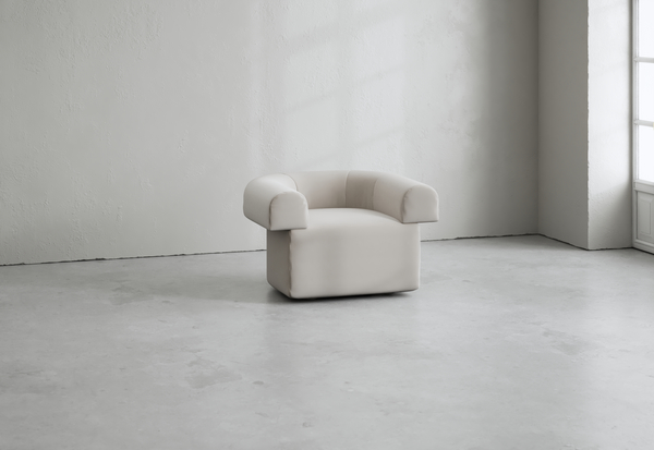 Layered Lotta Agaton nojatuoli Velvet Bone White edestä